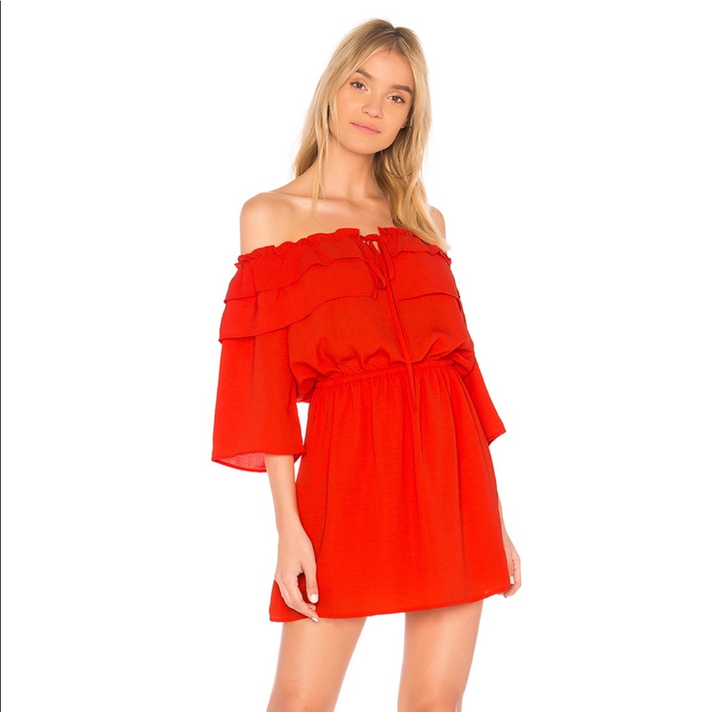Off the shoulder red dress